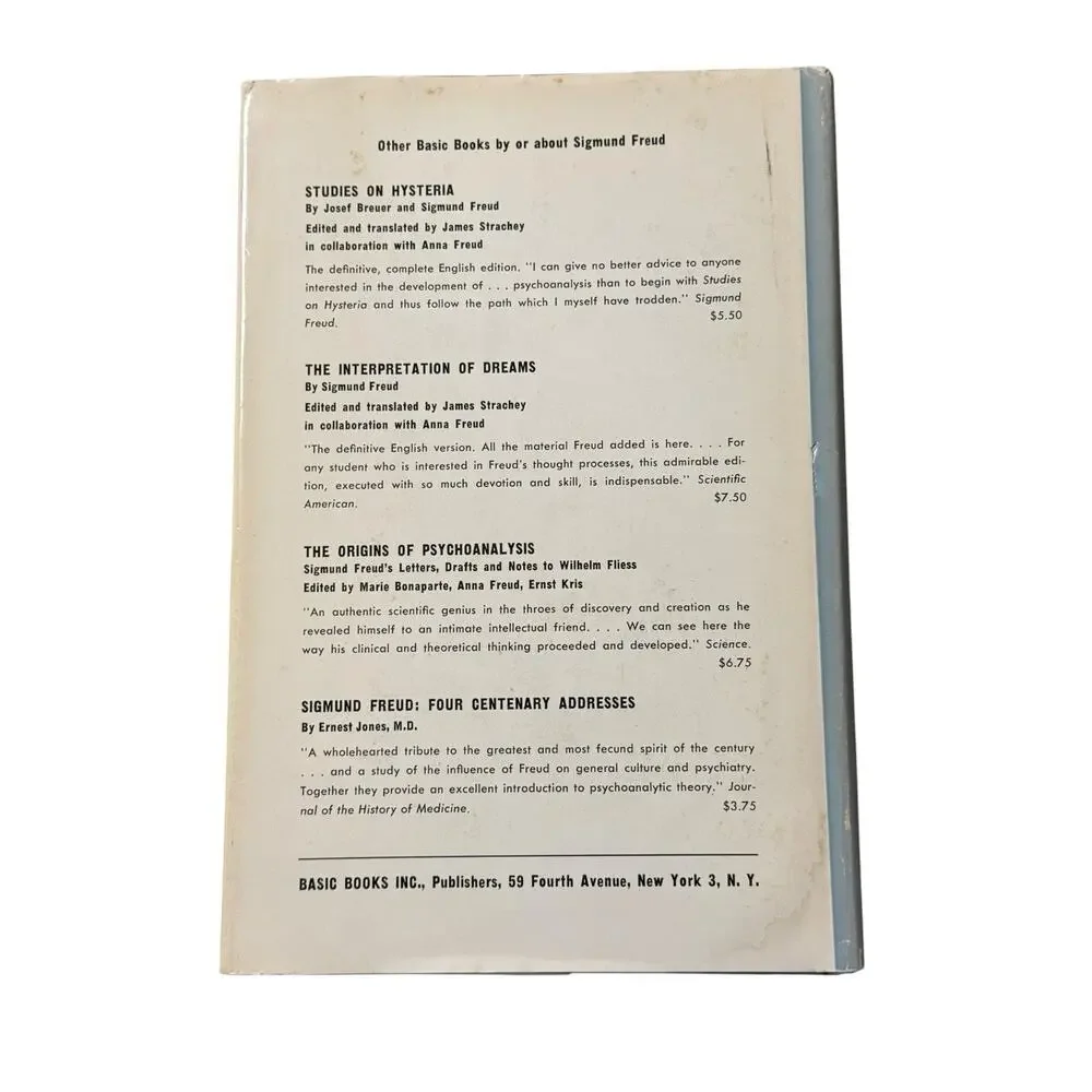 Ernest Jones THE LIFE AND WORK OF SIGMUND FREUD 3 Vol Set Basic Books 1950s